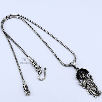 925 sterling silver Vishnu pendant depicting Lord Narayanan, handmade Hindu jewelry, unisex divine god jewelry by TRIBAL ORNAMENTS