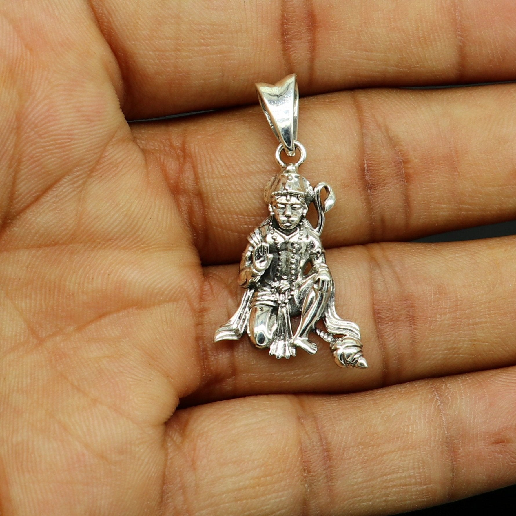 925 sterling silver handmade idol Hanuman ji pendant, amazing stylish unisex pendant locket personalized jewelry tribal jewelry ssp439 - TRIBAL ORNAMENTS