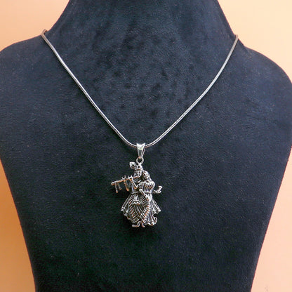 925 sterling silver handmade Radha Krishna idol pendant, unisex tribal jewelry, small personalized jewelry, intricate tribal design.