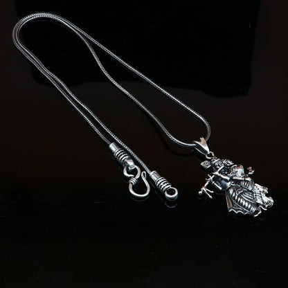 Sterling silver handmade Radha Krishna tiny pendant, unisex tribal jewelry, personalized jewelry, intricate tribal ornament design.