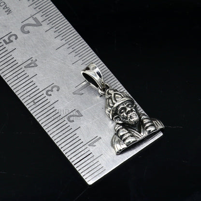 Sterling silver Sai Baba pendant by Tribal Ornaments, handmade unisex jewelry featuring an Indian idol design and personalized style.