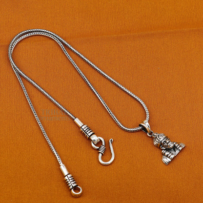 Unisex 925 sterling silver Sai Baba pendant with intricate tribal design, handmade Indian religious jewelry, personalized and stylish.