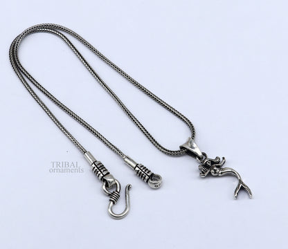 925 sterling silver Jalpari mermaid pendant by TRIBAL ORNAMENTS, unisex jewelry with intricate mermaid design for stylish adornment.