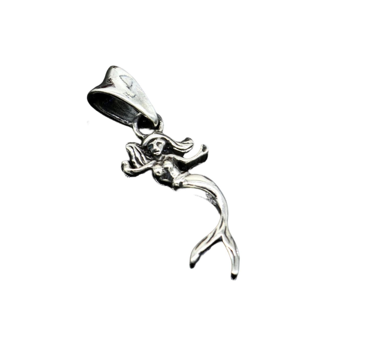 925 sterling silver Jalpari mermaid pendant by Tribal Ornaments, unisex handmade jewelry with intricate mermaid design.