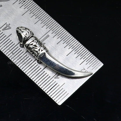 Unisex 925 sterling silver sword pendant from TRIBAL ORNAMENTS, handmade jewelry, detailed small sword design, divine unisex accessory.