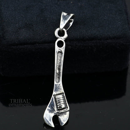 925 sterling silver small tool spanner design pendant by TRIBAL ORNAMENTS, unisex divine jewelry, handmade and unique.