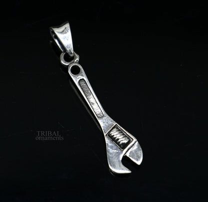 925 sterling silver small tool spanner pendant by TRIBAL ORNAMENTS, unisex divine jewelry with handcrafted spanner design.