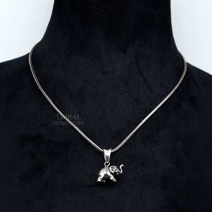 925 sterling silver small elephant pendant from TRIBAL ORNAMENTS, handcrafted jewelry, detailed divine design, perfect for gifting.