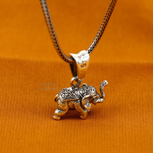 925 sterling silver handmade solid design small elephant pendant amazing exclusive divine lucky pendant necklace gifting jewelry ssp1680 - TRIBAL ORNAMENTS