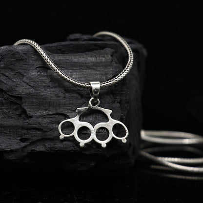 925 sterling silver knuckles punch, handmade knuckle duster for self-defense, suitable for camping and hiking activities.