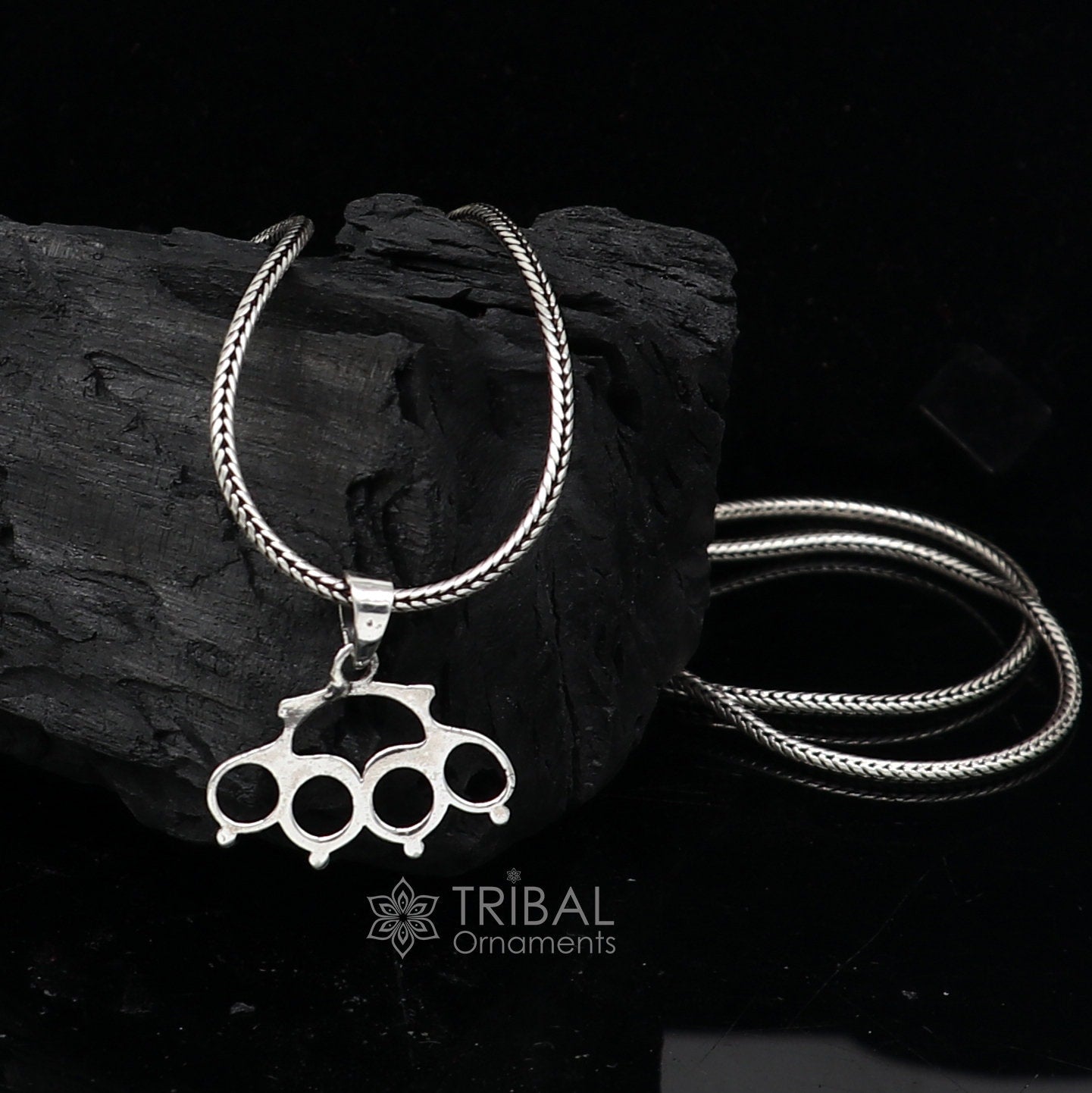 925 sterling silver knuckles punch, handmade knuckle duster for self-defense, camping, and hiking by Tribal Ornaments.
