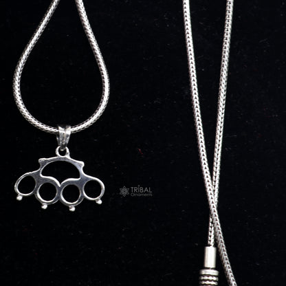 925 sterling silver knuckles punch, handmade self-defense knuckle duster for camping and hiking by TRIBAL ORNAMENTS.