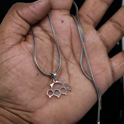 925 sterling silver knuckles punch, handmade knuckle duster for self-defense, camping, and hiking by Tribal Ornaments.