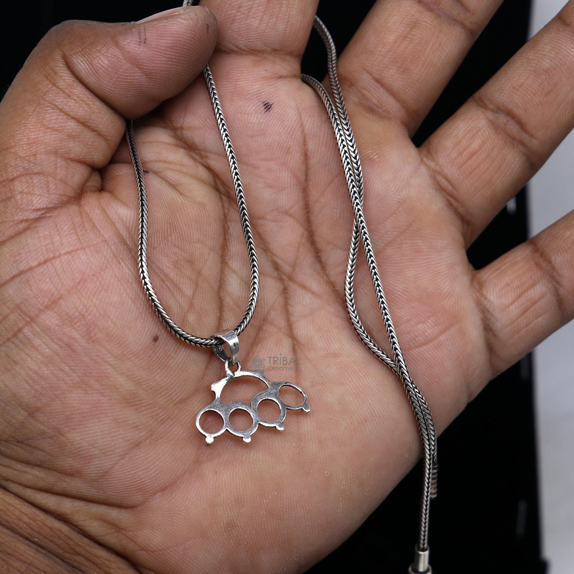 925 sterling silver knuckles punch, handmade knuckle duster for self-defense, suitable for camping and hiking.