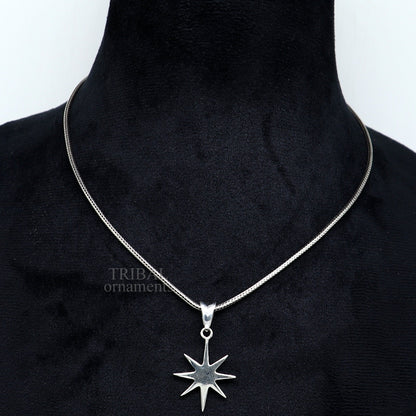 Unisex 925 sterling silver star pendant by TRIBAL ORNAMENTS, handmade elegant jewelry with a plain silver star design.