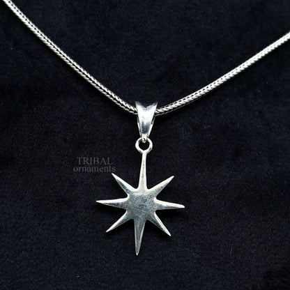 Unisex 925 sterling silver star pendant by TRIBAL ORNAMENTS, handmade, elegant jewelry with a plain silver star design.