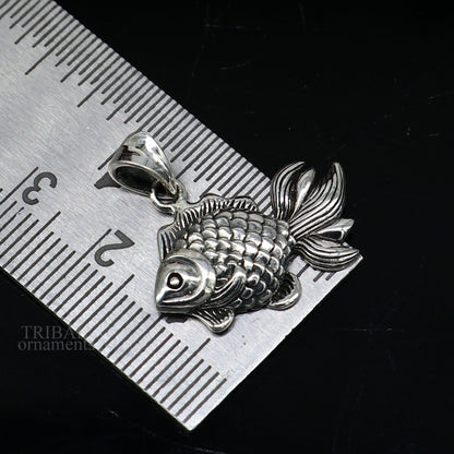 925 sterling silver fish pendant with stylish design, handmade jewelry by Tribal Ornaments, perfect for custom or religious gifting
