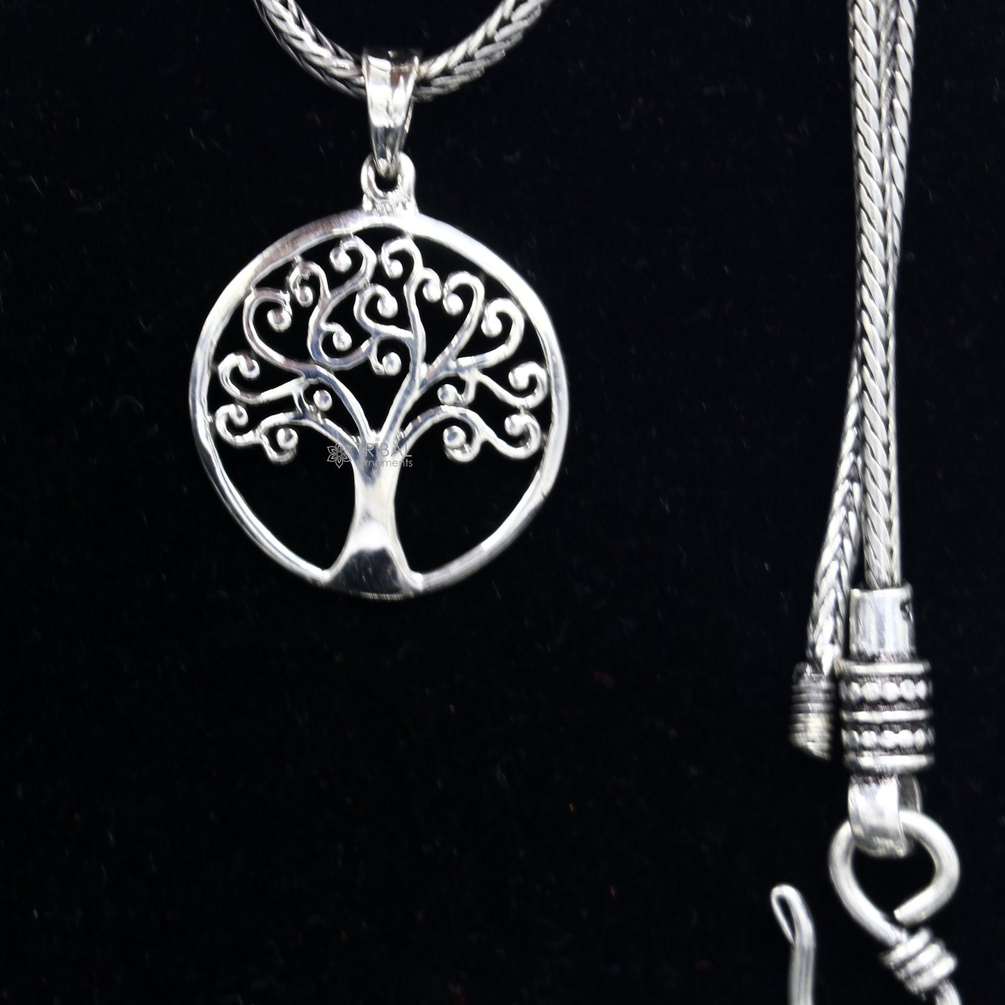 Sterling silver Tree pendant necklace by TRIBAL ORNAMENTS featuring a handmade, unique tree design, ideal for gifting jewelry from India.