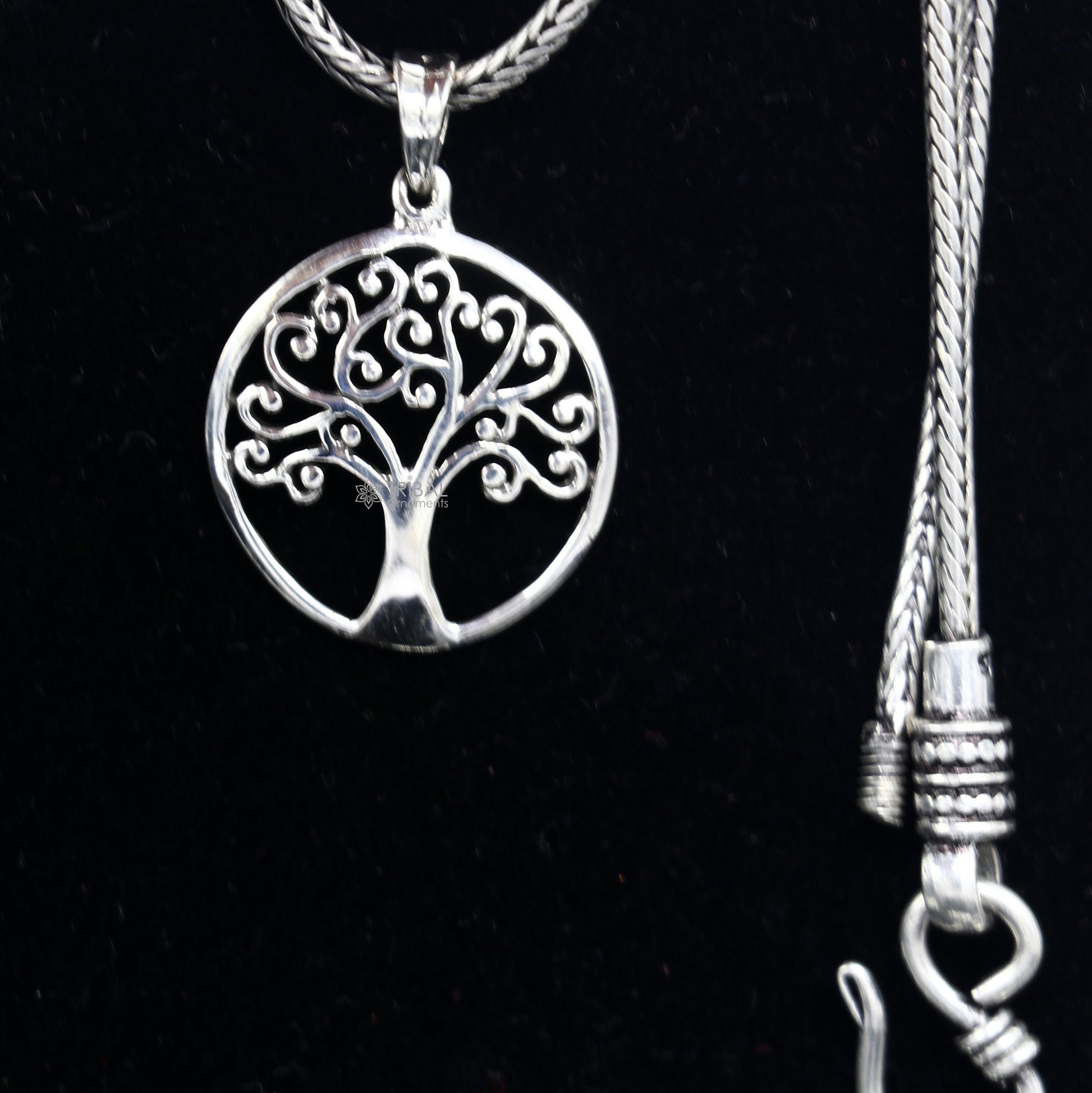 Sterling silver Tree pendant necklace by TRIBAL ORNAMENTS featuring a handmade, unique tree design, ideal for gifting jewelry from India.