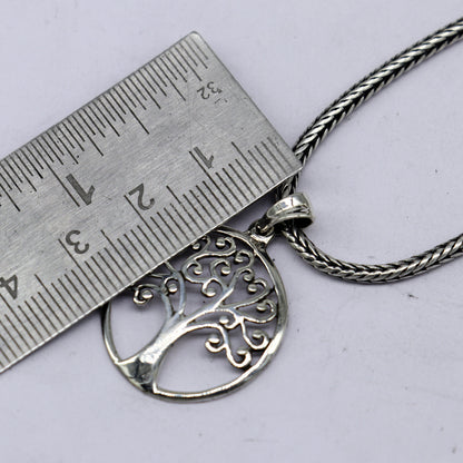 Sterling silver Tree pendant by Tribal Ornaments, handmade jewelry from India, showcasing a detailed, unique tree design for gifting.