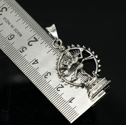 Sterling silver Shiva Nataraaj pendant by TRIBAL ORNAMENTS, unisex handmade jewelry featuring a vintage idol design and personalized style.