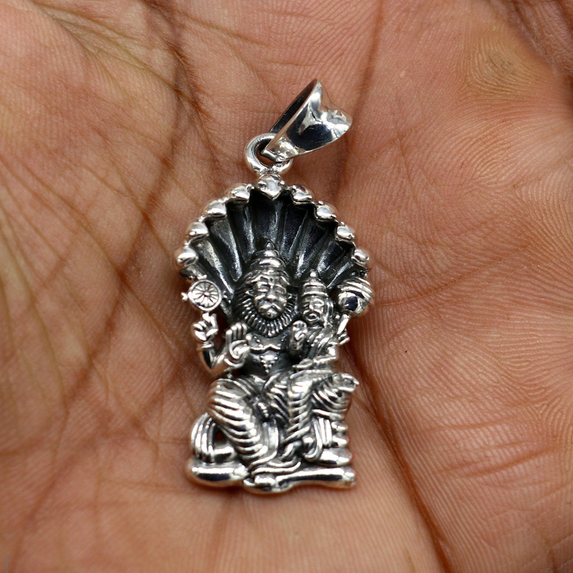 925 sterling silver handmade Vishnu with Laxmi (narsimha)pendant, amazing stylish unisex pendant personalized jewelry ssp445 - TRIBAL ORNAMENTS