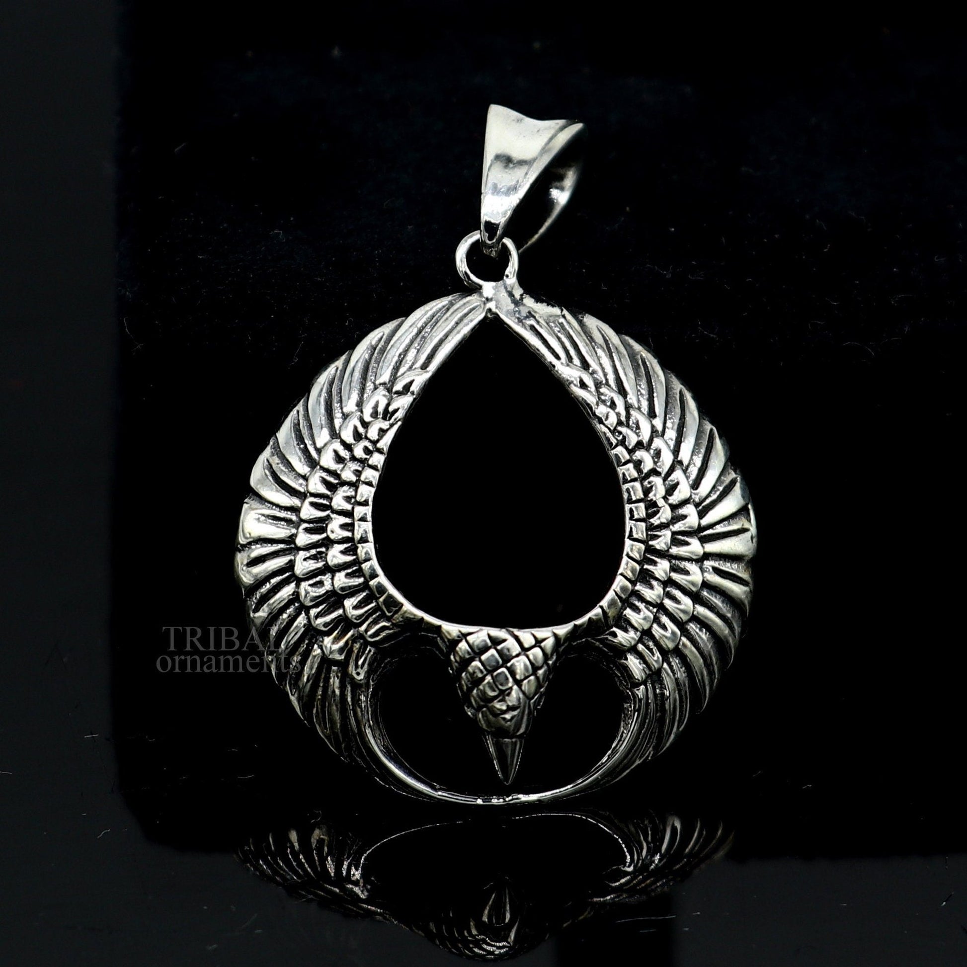 925 sterling silver Hindu idol Lord Vishnu vahan Garuda eagle pendant, excellent gifting unisex locket pendant customized jewelry ssp1435 - TRIBAL ORNAMENTS