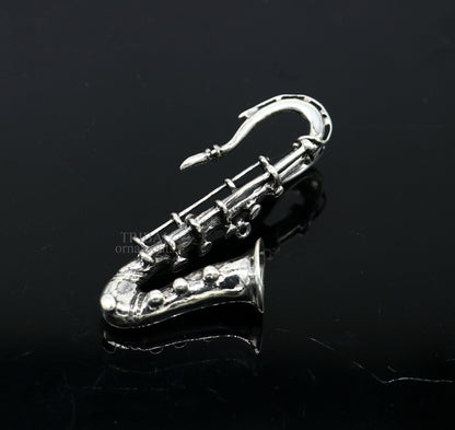 925 sterling silver small trumpet pendant, tribal ornaments musical instrument jewelry for gift or decoration