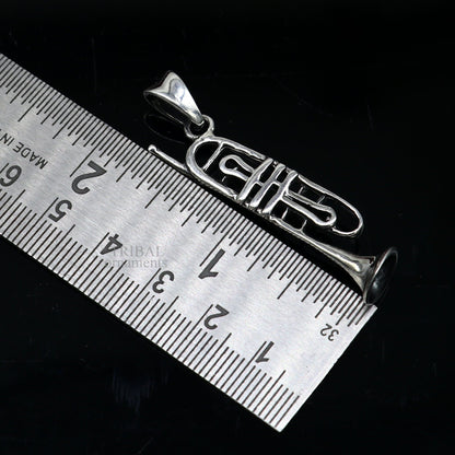 925 sterling silver trumpet or cornet pendant, tribal ornament jewelry, detailed musical instrument pendant for gift or decoration.