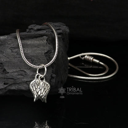 925 sterling silver bird wing pendant with detailed feather design, angel wing animal jewelry by TRIBAL ORNAMENTS