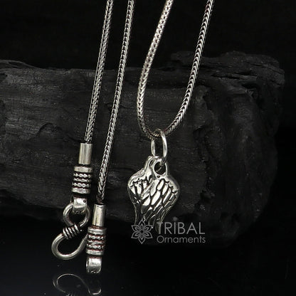 925 sterling silver bird wing pendant featuring detailed feather design, ideal as animal jewelry or angel wing necklace.