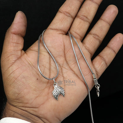 925 sterling silver bird wing pendant, angel wing feather jewelry, tribal ornaments animal necklace featuring a delicate wing design.