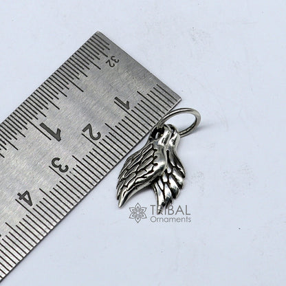 925 sterling silver bird wing pendant with detailed feather design, angel wing style, animal jewelry by TRIBAL ORNAMENTS