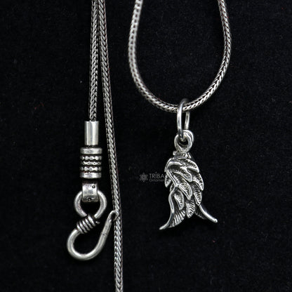 925 sterling silver bird wing pendant with detailed feather design, animal jewelry featuring an angel wing motif.