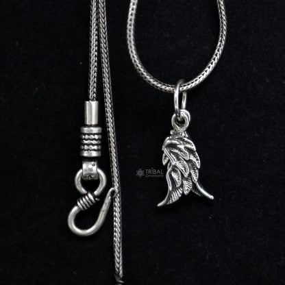 925 sterling silver bird wing pendant featuring a detailed angel wing and feather design, ideal for animal jewelry enthusiasts.