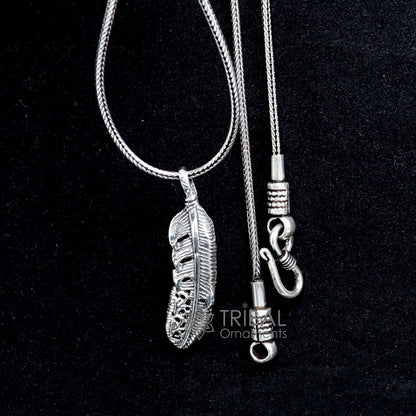 925 sterling silver bird wing pendant featuring a unique feather design, part of TRIBAL ORNAMENTS animal jewelry collection.