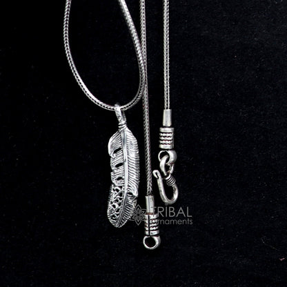 Sterling silver bird wing pendant from TRIBAL ORNAMENTS featuring a unique feather design, ideal as animal jewelry or necklace accessory.
