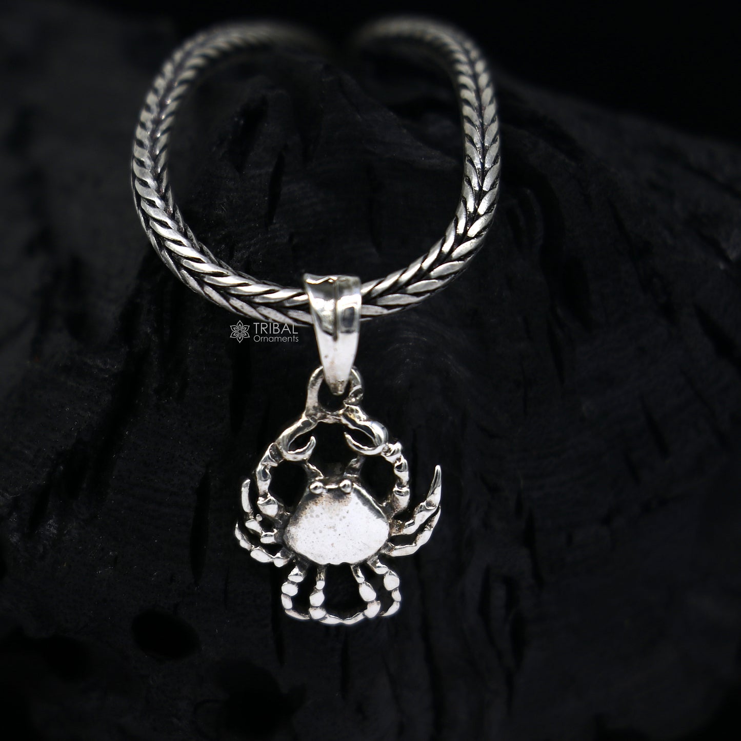 925 Sterling silver Unique Crab Pendant, Crab Charm, Crab Necklace with Chain. Jewelry for Angler best gifting jewelry NSP748 - TRIBAL ORNAMENTS