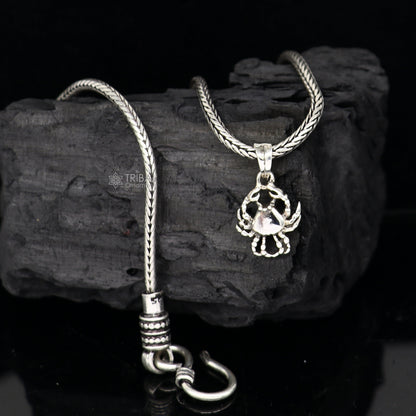 925 Sterling silver Crab Pendant necklace featuring a detailed crab charm, perfect for unique angler jewelry.