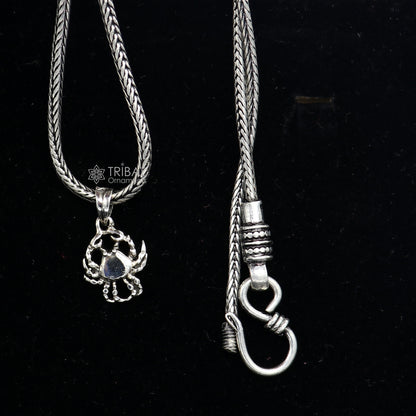 925 Sterling silver crab pendant necklace with chain, featuring a unique crab charm for anglers and jewelry enthusiasts.