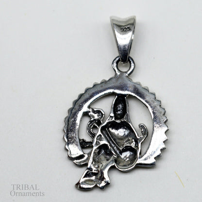 925 sterling silver Goddess Saraswati pendant featuring Sharda Mataji design, personalized tribal jewelry by TRIBAL ORNAMENTS