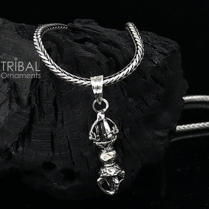 925 Sterling silver Men Vantage Crafts Vajra Lucky Pendant, tribal design with intricate detailing, ideal for jewelry and gifting.