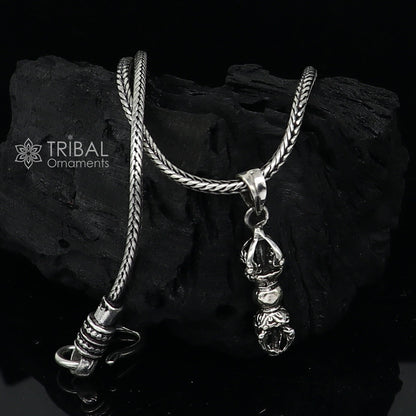925 Sterling silver men's Vajra Lucky Pendant with intricate tribal design, crafted by Vantage Crafts, ideal for jewelry and gifting.