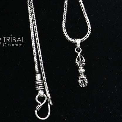 925 Sterling silver Men Vantage Crafts Vajra Lucky Pendant with tribal design, featuring intricate craftsmanship and cultural symbolism.