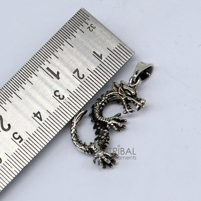 925 sterling silver Dragon design pendant featuring a unique tribal-inspired unisex jewelry piece by TRIBAL ORNAMENTS.