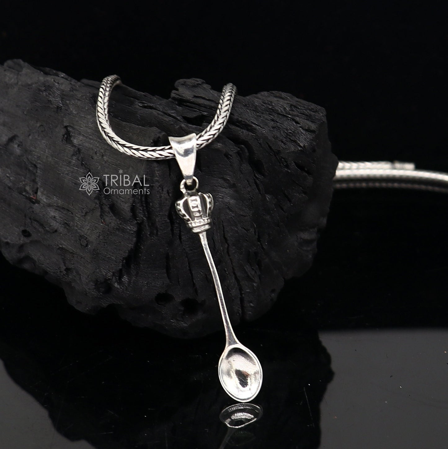 925 Sterling silver men's pendant with unique spoon design from Vantage Crafts by Tribal Ornaments, ideal for gifting.