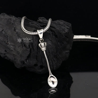 925 Sterling silver men's pendant with unique spoon design from Vantage Crafts by Tribal Ornaments, ideal for gifting.