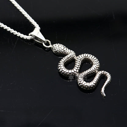 925 sterling silver wave snake pendant featuring a king cobra design, showcasing intricate craftsmanship and symbolic elegance.