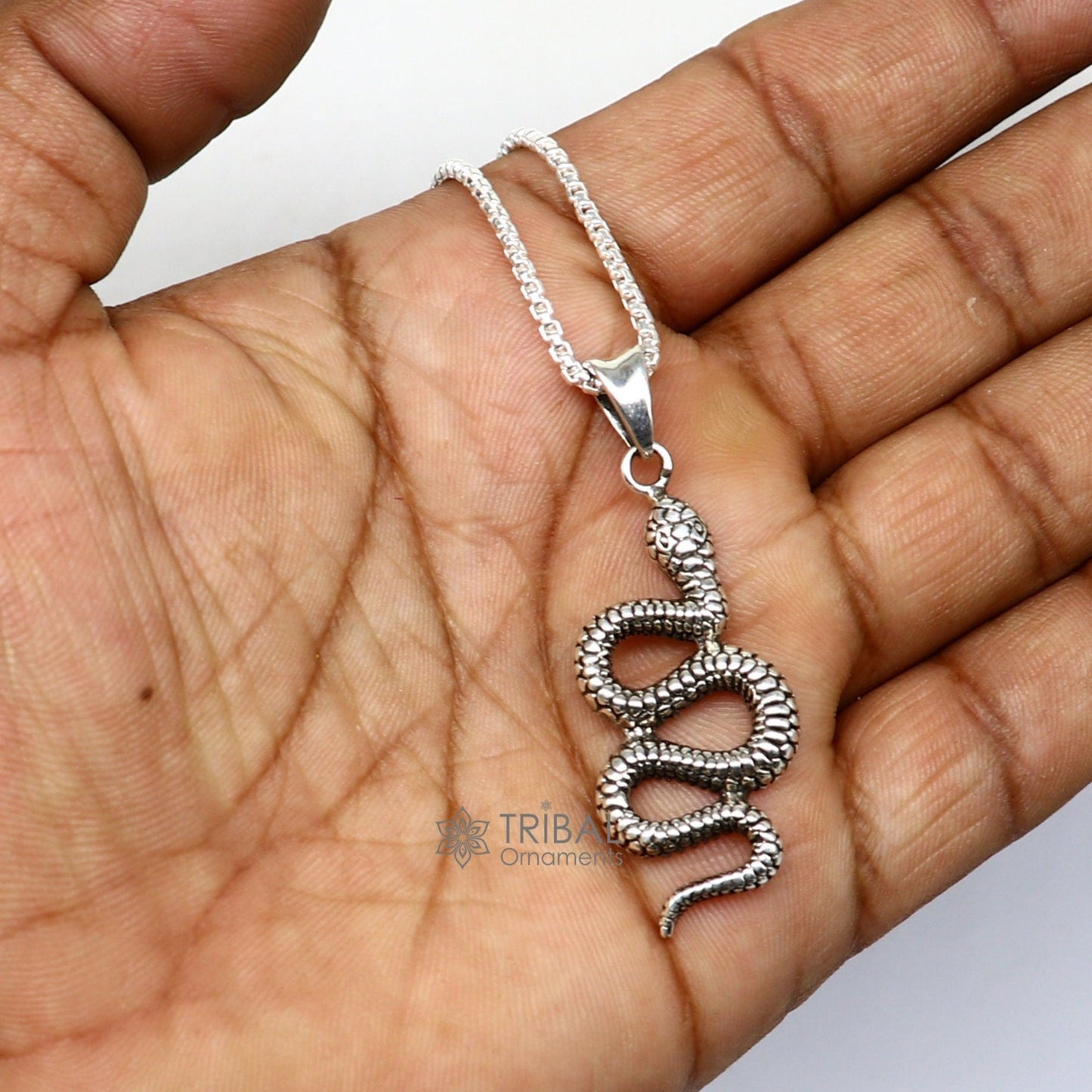 925 sterling silver unique waved snake pendant/ king cobra snake pendant is n embodiment of timeless beauty and symbolism nsp634 - TRIBAL ORNAMENTS