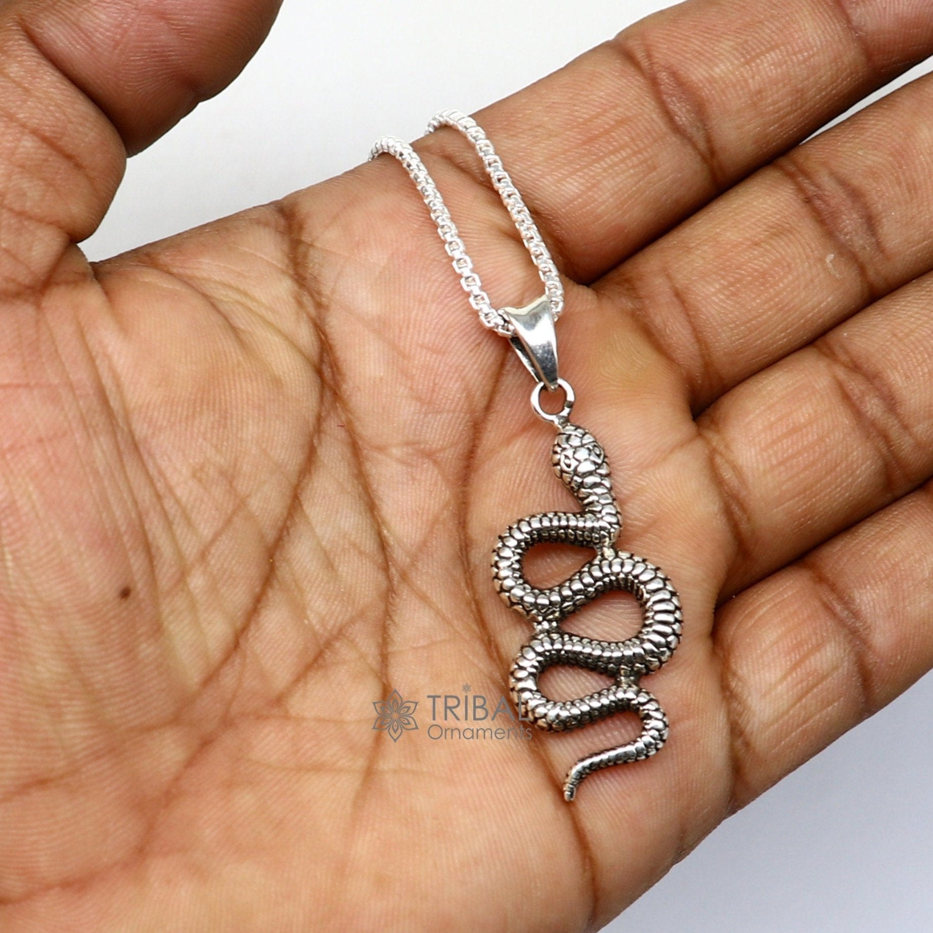 925 sterling silver unique waved snake pendant/ king cobra snake pendant is n embodiment of timeless beauty and symbolism nsp634 - TRIBAL ORNAMENTS